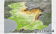 Physical Panoramic Map of Manawatu-Wanganui, darken, semi-desaturated
