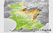 Physical Panoramic Map of Manawatu-Wanganui, desaturated