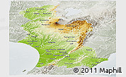 Physical Panoramic Map of Manawatu-Wanganui, lighten, semi-desaturated