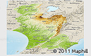 Physical Panoramic Map of Manawatu-Wanganui, shaded relief outside