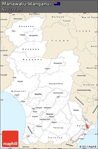Classic Style Simple Map of Manawatu-Wanganui