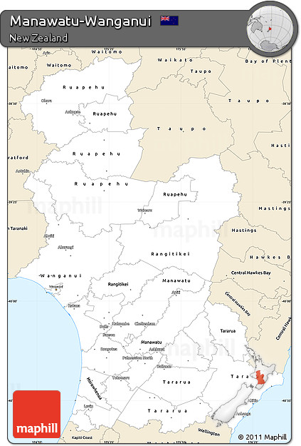Classic Style Simple Map of Manawatu-Wanganui