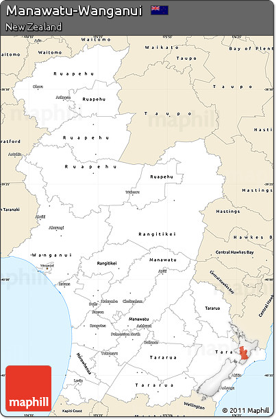 Classic Style Simple Map of Manawatu-Wanganui