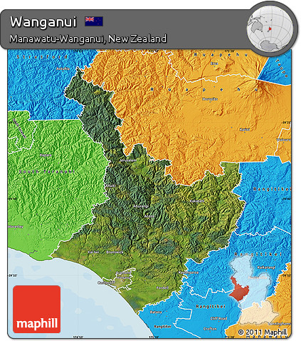 Satellite Map of Wanganui, political outside