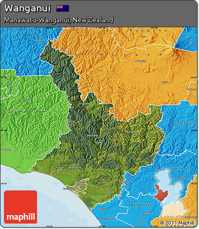 Satellite Map of Wanganui, political outside