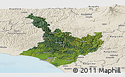 Satellite Panoramic Map of Wanganui, shaded relief outside