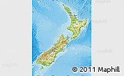 Physical Map of New Zealand, desaturated, land only