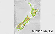 Physical Map of New Zealand, lighten, desaturated