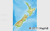 Physical Map of New Zealand, political outside