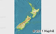 Physical Map of New Zealand, satellite outside