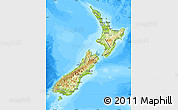 Physical Map of New Zealand, single color outside, bathymetry sea