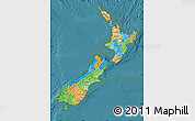 Political Map of New Zealand, satellite outside