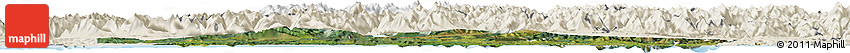 Satellite Horizon Map of Tasman, shaded relief outside