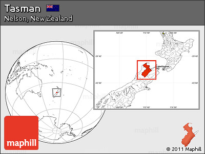 Blank Location Map of Tasman, highlighted parent region