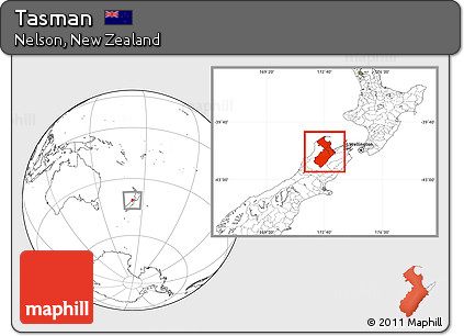 Blank Location Map of Tasman, highlighted parent region