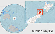Gray Location Map of Tasman, highlighted country, highlighted parent region, hill shading