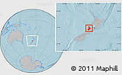 Gray Location Map of Tasman, highlighted parent region, within the entire country, hill shading