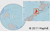 Gray Location Map of Tasman, highlighted parent region, hill shading