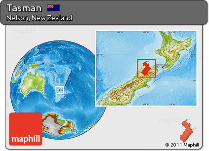Physical Location Map of Tasman, highlighted parent region
