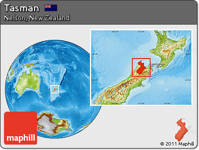 Physical Location Map of Tasman, highlighted parent region