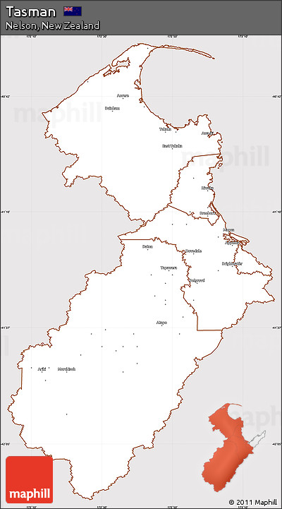 Classic Style Simple Map of Tasman, cropped outside