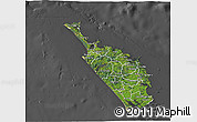 Satellite 3D Map of Northland, darken, desaturated