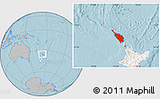 Gray Location Map of Northland, highlighted country, hill shading