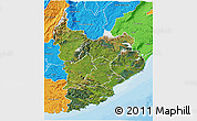 Satellite 3D Map of Clutha, political outside