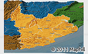 Political Panoramic Map of Clutha, darken