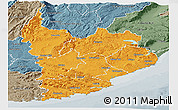 Political Panoramic Map of Clutha, semi-desaturated
