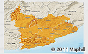 Political Panoramic Map of Clutha, shaded relief outside