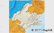 Shaded Relief 3D Map of Dunedin, political outside