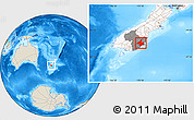 Shaded Relief Location Map of Dunedin, highlighted country, highlighted parent region
