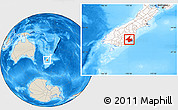 Shaded Relief Location Map of Dunedin, highlighted country