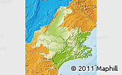 Physical Map of Dunedin, political outside