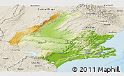 Physical Panoramic Map of Dunedin, shaded relief outside