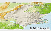 Shaded Relief Panoramic Map of Dunedin, physical outside