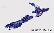 Flag Panoramic Map of New Zealand, flag centered