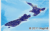 Flag Panoramic Map of New Zealand, shaded relief outside