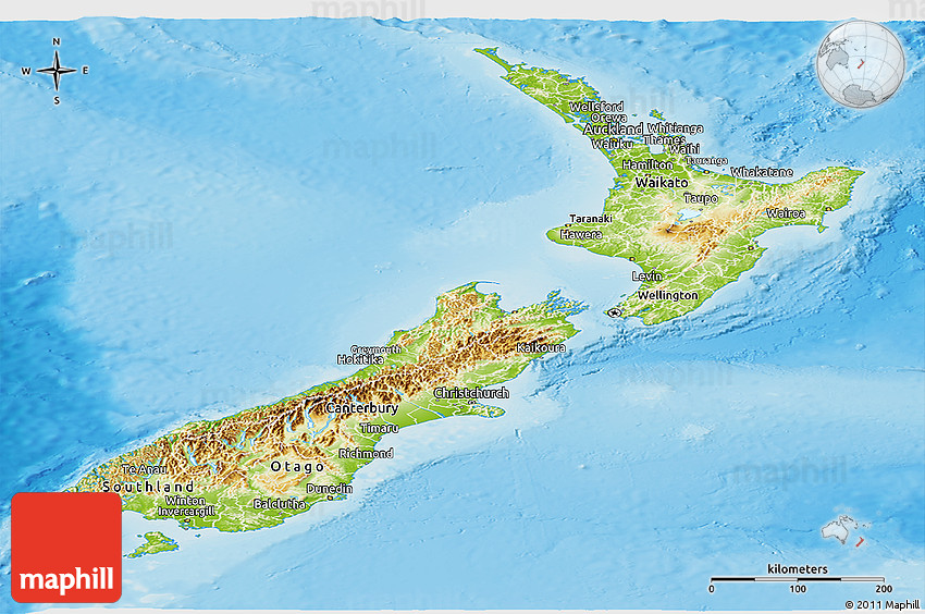 new zealand physical map