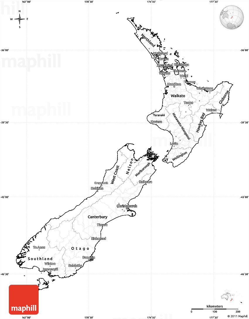 Blank Map New Zealand Printable