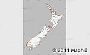 Gray Simple Map of New Zealand, cropped outside