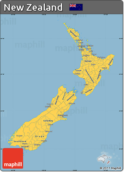 Savanna Style Simple Map of New Zealand