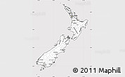 Silver Style Simple Map of New Zealand, cropped outside