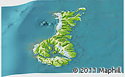 Physical 3D Map of Auckland islands, satellite outside
