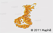 Political 3D Map of Auckland islands, cropped outside