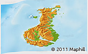Political 3D Map of Auckland islands, physical outside