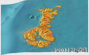 Political 3D Map of Auckland islands, satellite outside