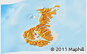 Political 3D Map of Auckland islands, shaded relief outside