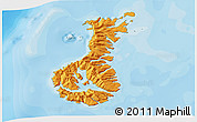 Political 3D Map of Auckland islands, single color outside